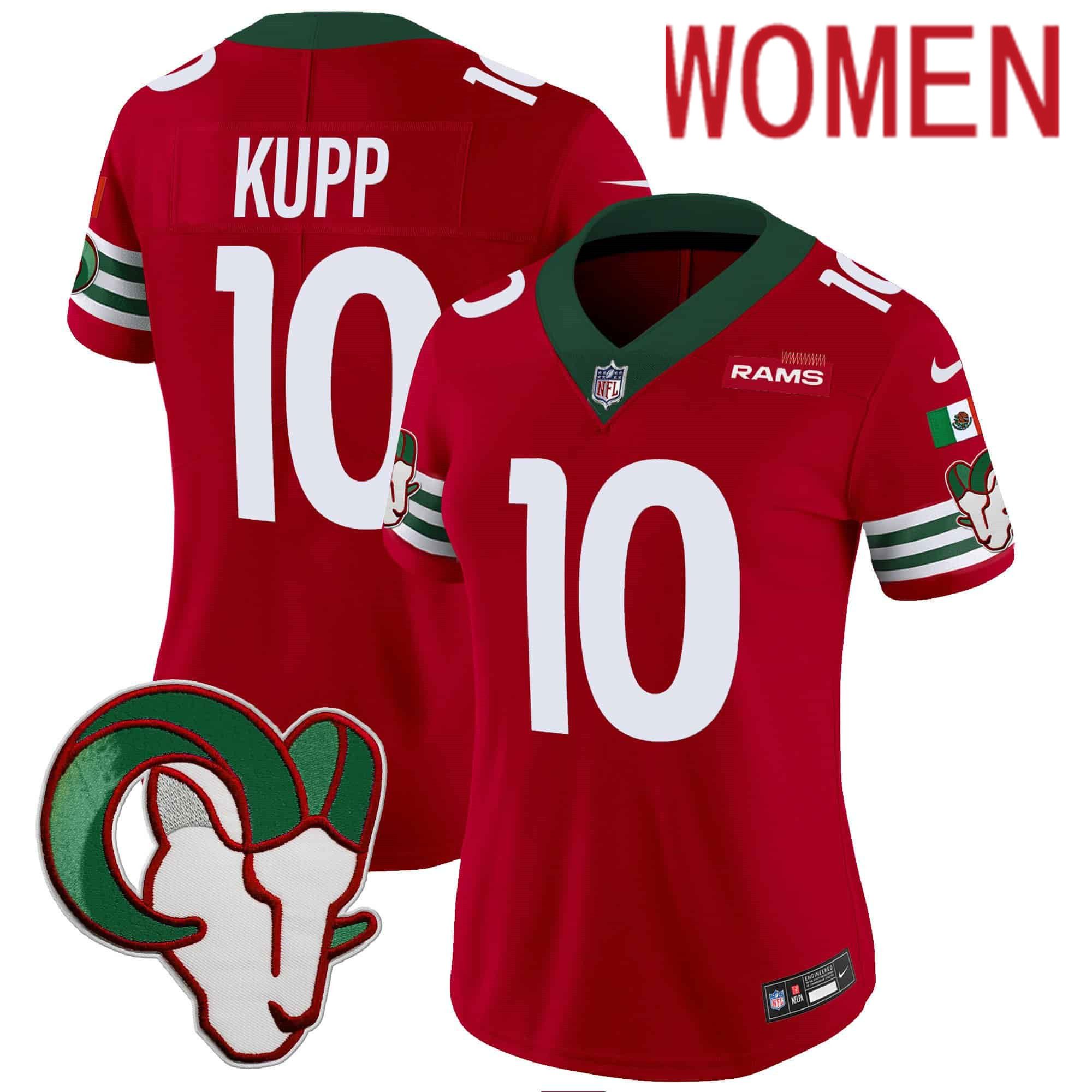 Women Los Angeles Rams #10 Kupp Red 2024 Nike Mexico Vapor Limited NFL Jersey style 1